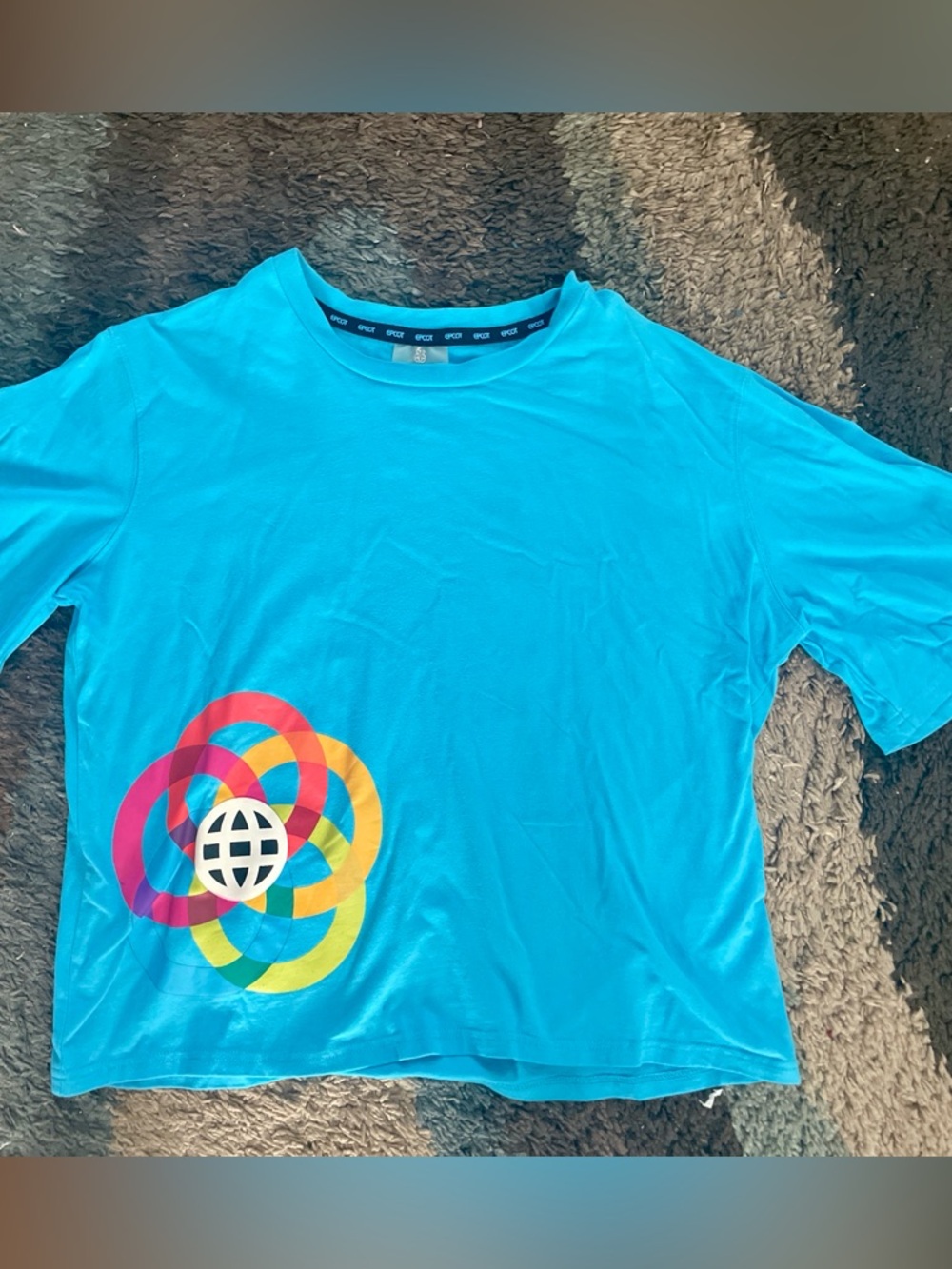 Disney EPCOT Logo Blue Woman’s Shirt Dolman Sleeves Size Medium